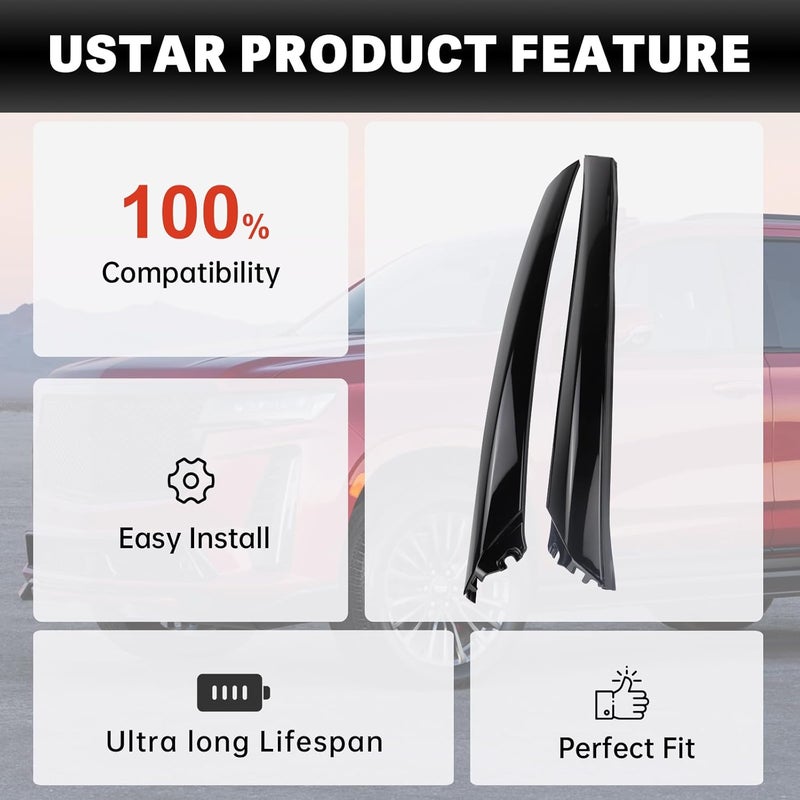 USTAR Windshield A Pillar Trim Molding Fit for Nissan Maxima 2016-2021 Replace 76837-9DD0A 768379DD0A 76836-9DD0A 768369DD0A - Image 4